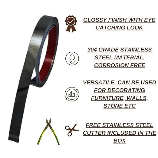 Topstar SS PVD Self Adhesive Strip 5mtr- 12mm Black Color (2).webp