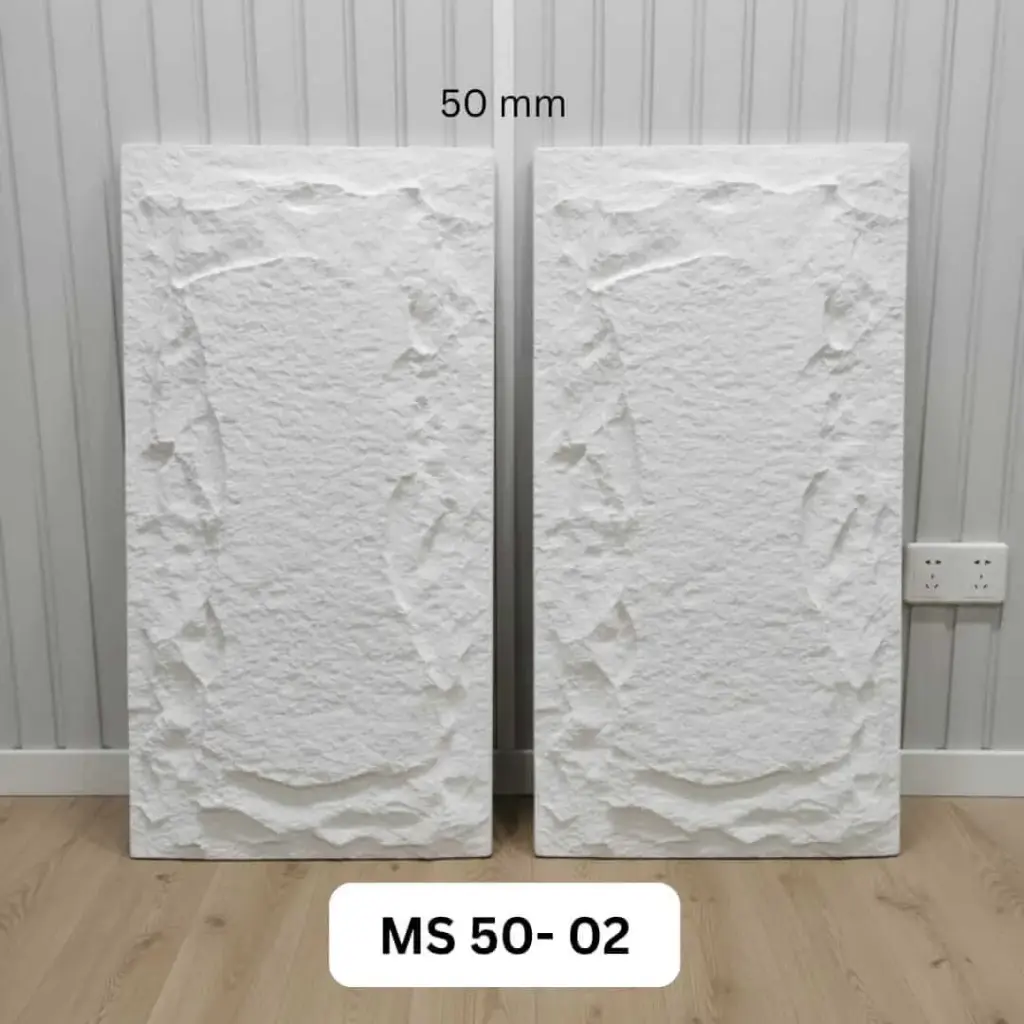 PU Stone Panels- MS02 White 50mm Kalista