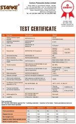 Century Starke WPC Board- Test Certificate
